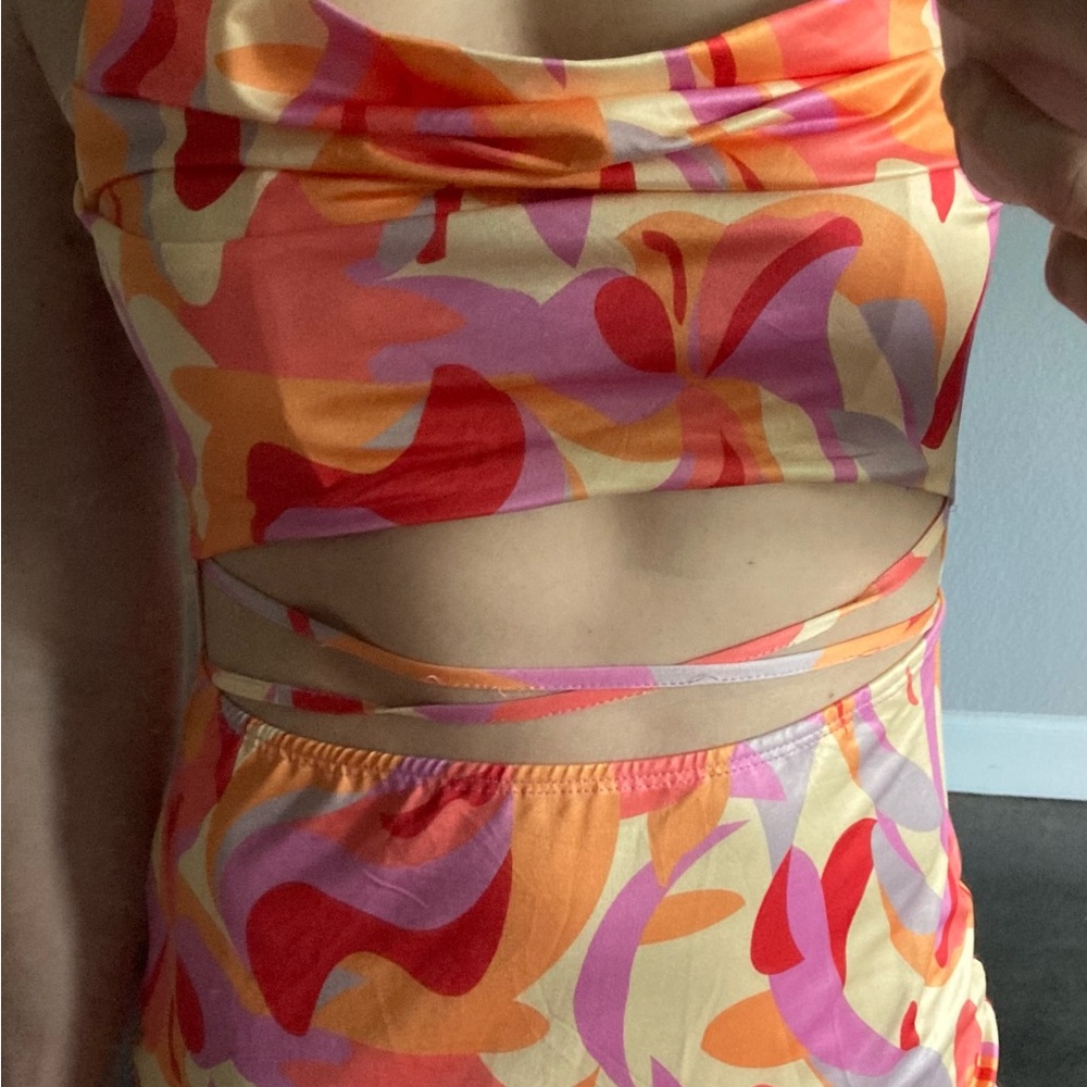 Hello Molly Pink and Orange MIDI Dress 👗 Size 6 - Picture 3 of 12